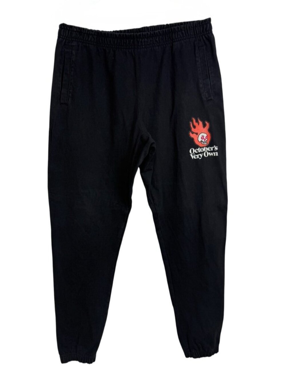 OVO October’s Very Own Flaming Skull Sweatpants Size XL Black Drake